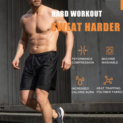 Double Layer 2 in 1 Mesh Sauna Sweat Shorts HIgh Quality Running Pants Lose Weight Workout Fitness Shorts With Pockets