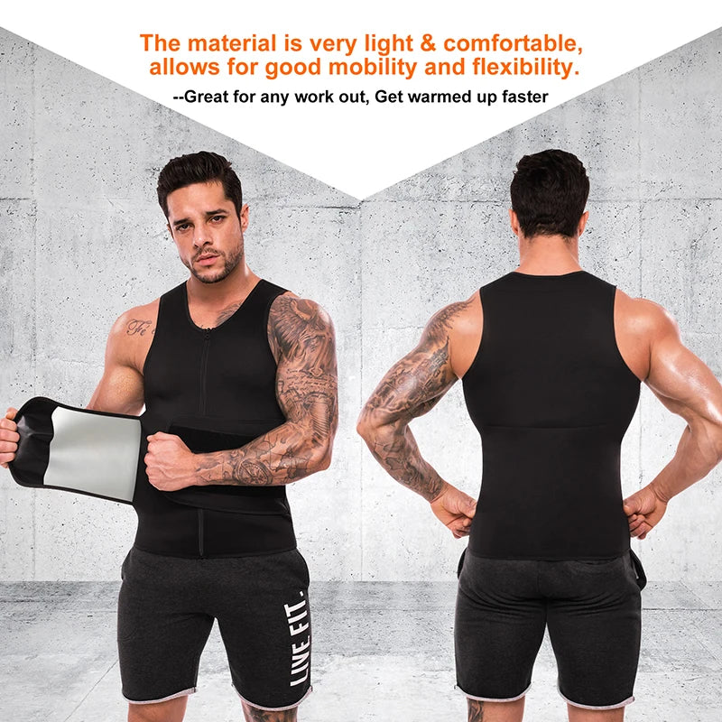 5 Times Sweat Loss Weight Zipper Boxing Sauna Suit Men Weight Loss Slimming Sweat Sauna Vest for Men