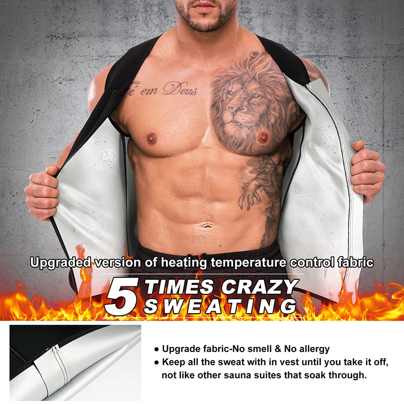 5 Times Sweat Loss Weight Zipper Boxing Sauna Suit Men Weight Loss Slimming Sweat Sauna Vest for Men