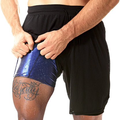 Double Layer 2 in 1 Mesh Sauna Sweat Shorts HIgh Quality Running Pants Lose Weight Workout Fitness Shorts With Pockets