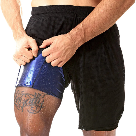 Double Layer 2 in 1 Mesh Sauna Sweat Shorts HIgh Quality Running Pants Lose Weight Workout Fitness Shorts With Pockets