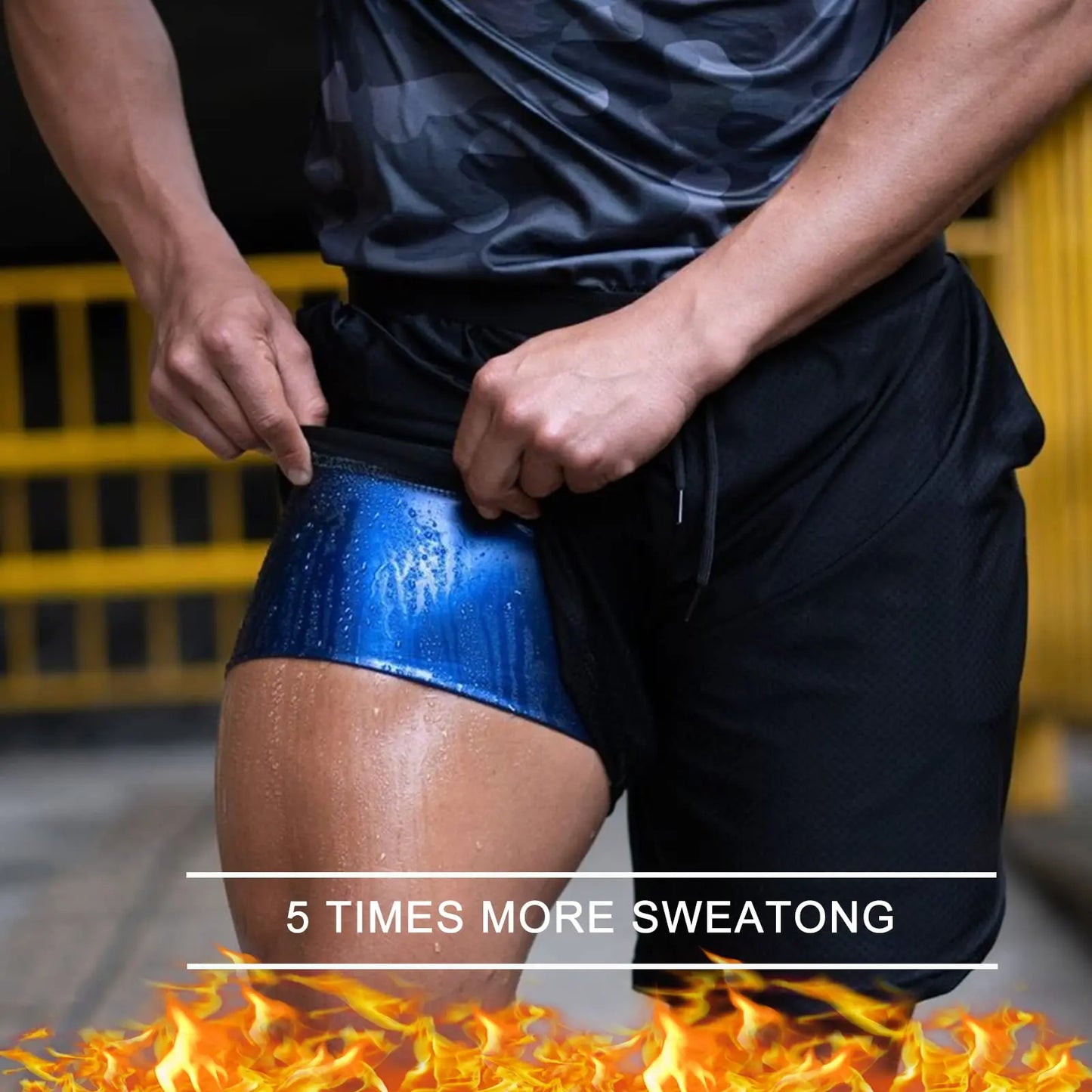 Double Layer 2 in 1 Mesh Sauna Sweat Shorts HIgh Quality Running Pants Lose Weight Workout Fitness Shorts With Pockets