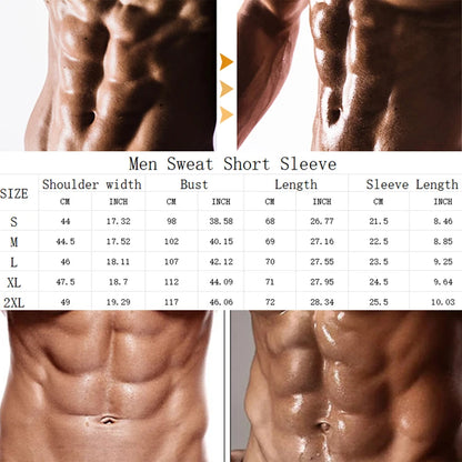 Pop Closets Sauna Shirt for Men Sweat Suit Short Sleeve Compression T-Shirt Weight Loss Body Shaper Shirts for Workout Sports