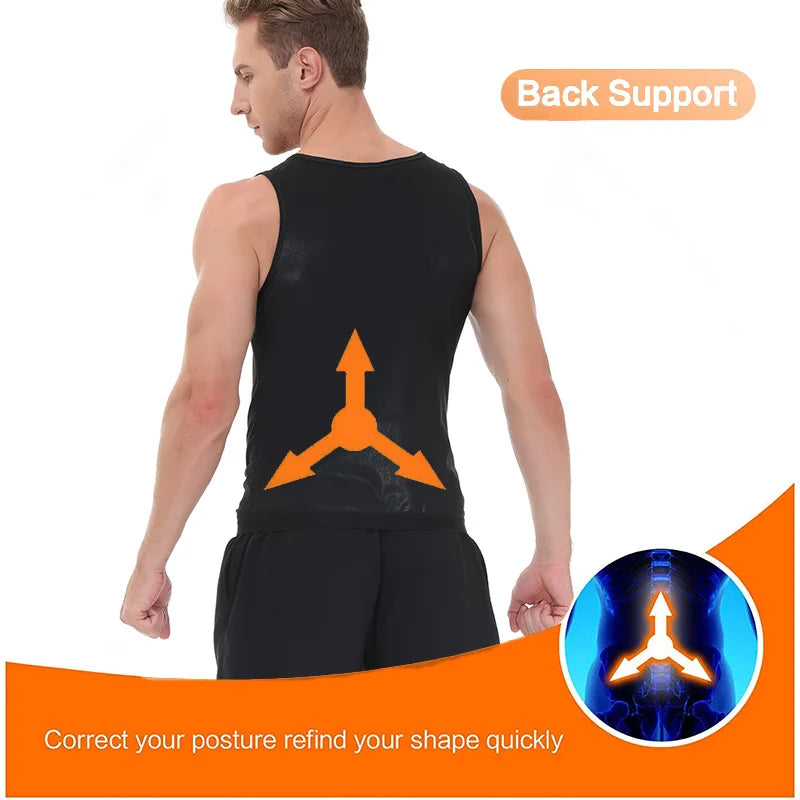 Pop Closets Sauna Shirt for Men Sweat Suit Short Sleeve Compression T-Shirt Weight Loss Body Shaper Shirts for Workout Sports